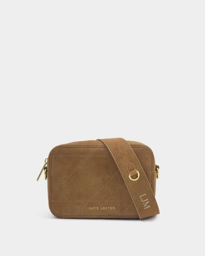 Katie Loxton Avery Small Crossbody Bag in Caramel Quilted Suedette