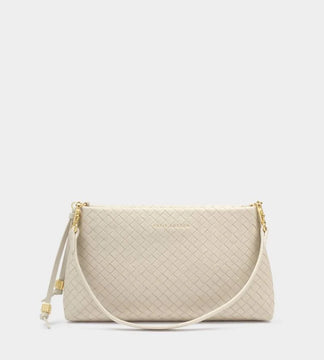 Katie Loxton Nova Small Woven Shoulder Bag In Oyster