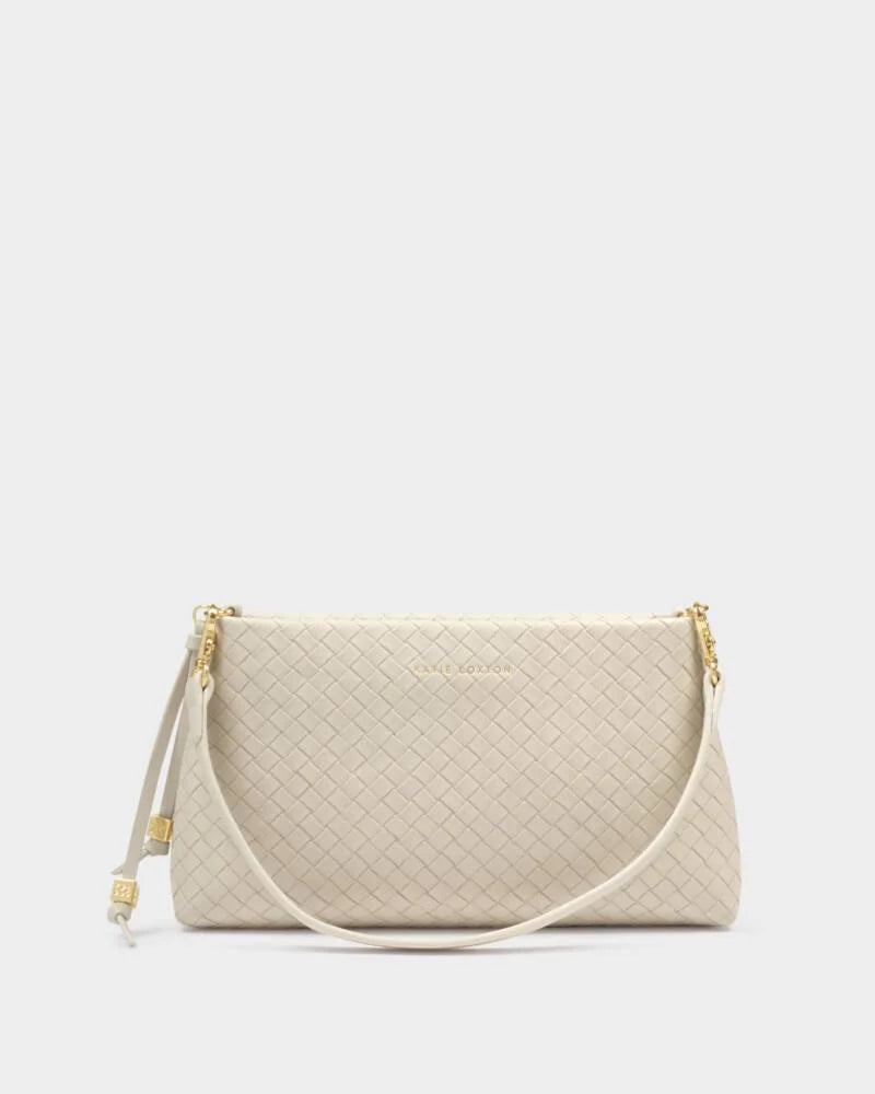 Katie Loxton Nova Small Woven Shoulder Bag In Oyster
