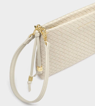 Katie Loxton Nova Small Woven Shoulder Bag In Oyster