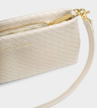 Katie Loxton Nova Small Woven Shoulder Bag In Oyster