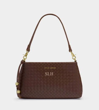 Katie Loxton Nova Small Woven Shoulder Bag In Dark Chocolate