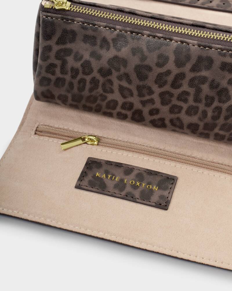 Travel Jewellery & Accessories Organiser in Leopard Print