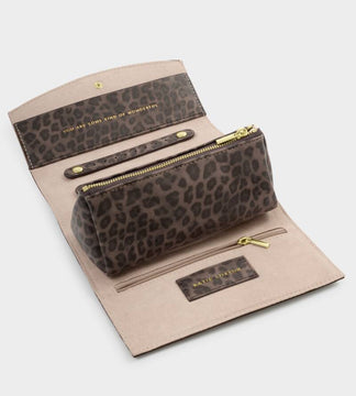 Travel Jewellery & Accessories Organiser in Leopard Print