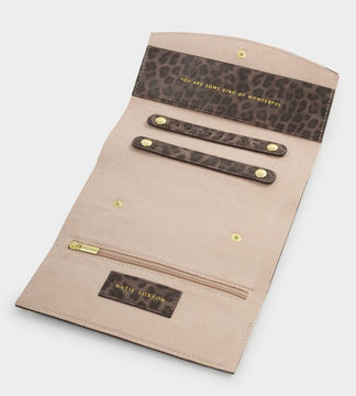 Travel Jewellery & Accessories Organiser in Leopard Print
