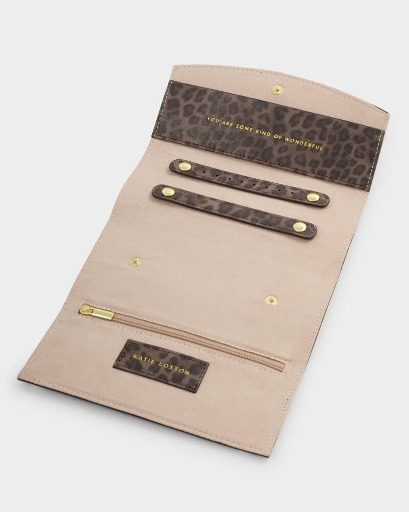 Travel Jewellery & Accessories Organiser in Leopard Print