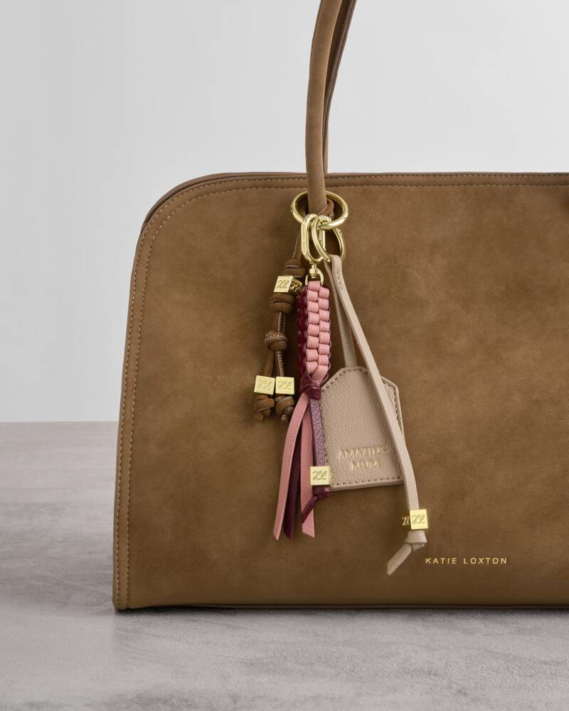 Katie Loxton Sentiment Keyring in Amazing Mum Light Taupe