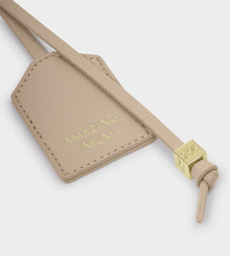 Katie Loxton Sentiment Keyring in Amazing Mum Light Taupe