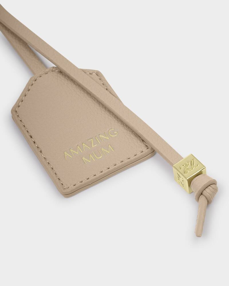 Katie Loxton Sentiment Keyring in Amazing Mum Light Taupe