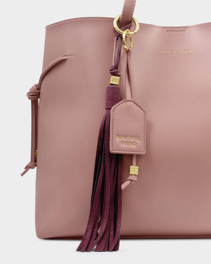 Katie Loxton Sentiment Keyring in Beautiful Friend Pink Heather