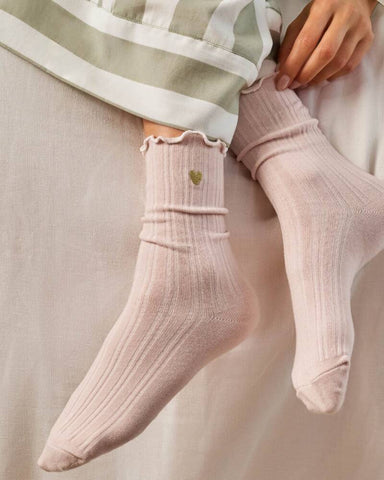 Katie Loxton Gift Boxed Frilly Socks In Blush Pink