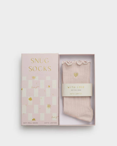 Katie Loxton Gift Boxed Frilly Socks In Blush Pink
