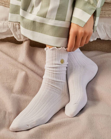 Katie Loxton Gift Boxed Frilly Socks In Off White