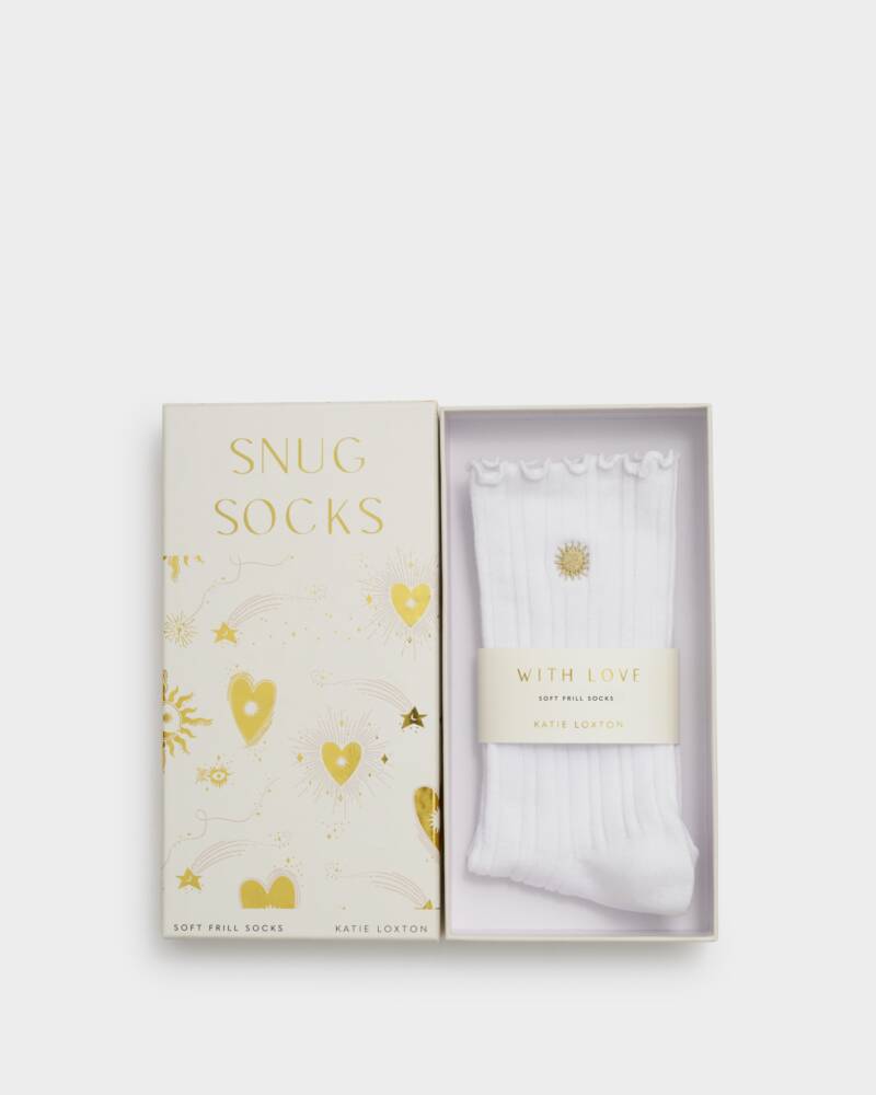Katie Loxton Gift Boxed Frilly Socks In Off White