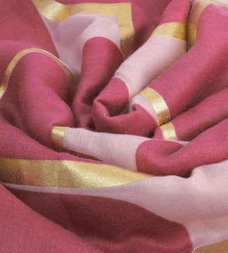 Katie Loxton Printed Foil Scarf Heart In Raspberry Pink & Gold