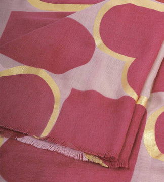 Katie Loxton Printed Foil Scarf Heart In Raspberry Pink & Gold