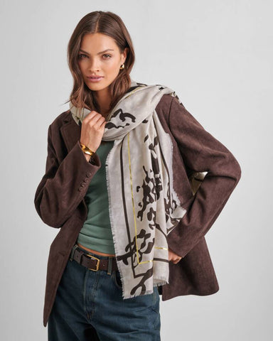 Katie Loxton Printed Foil Scarf Animal Print In Light Taupe