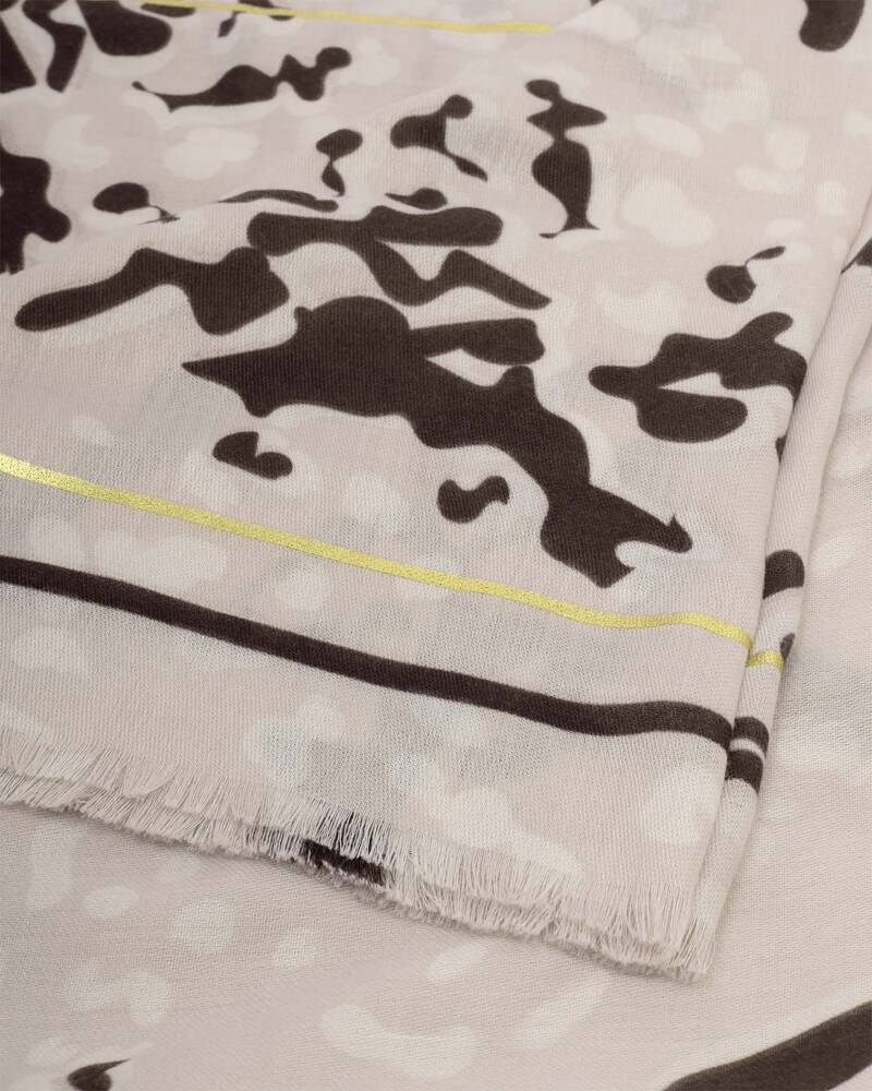 Katie Loxton Printed Foil Scarf Animal Print In Light Taupe