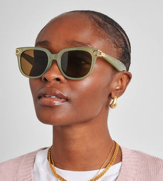 Katie Loxton Manhattan Square Sunglasses In Frosted Green