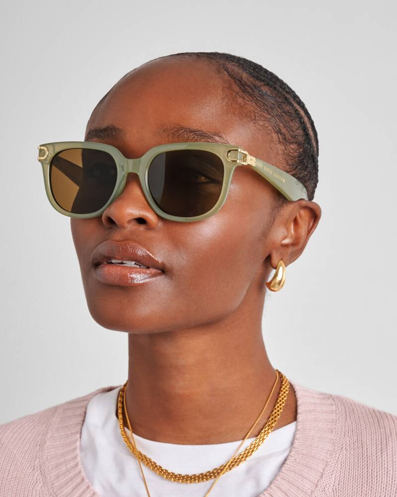 Katie Loxton Manhattan Square Sunglasses In Frosted Green