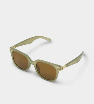 Katie Loxton Manhattan Square Sunglasses In Frosted Green