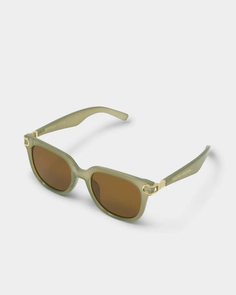 Katie Loxton Manhattan Square Sunglasses In Frosted Green
