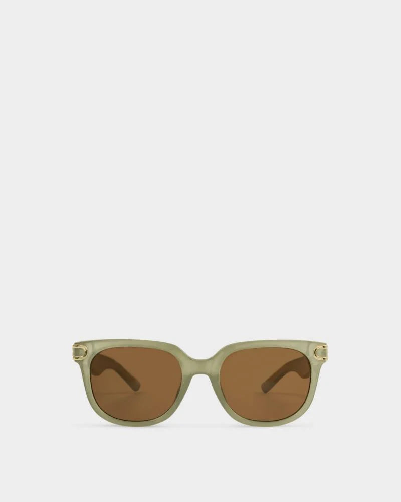 Katie Loxton Manhattan Square Sunglasses In Frosted Green
